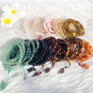 Chuỗi Vòng Tay 108 Hạt Đá Thiên Nhiên Size 6li [TẶNG HỘP GỖ] Bình An, May Mắn  - Phong Thủy Tây Tạng