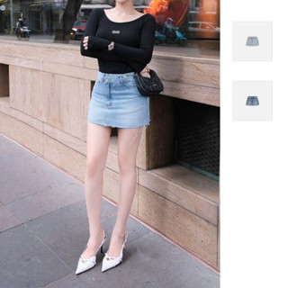 Chân Váy Nữ Denim Diag Barget, Chất Vải Jean Co Dãn Thoải Mái , WCV030,SOMEHOW
