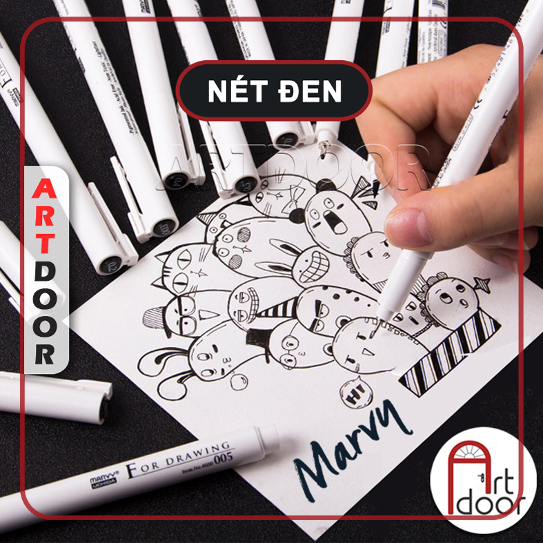 [ARTDOOR] Bút line kháng nước Đen MARVY Uchida (cây lẻ)