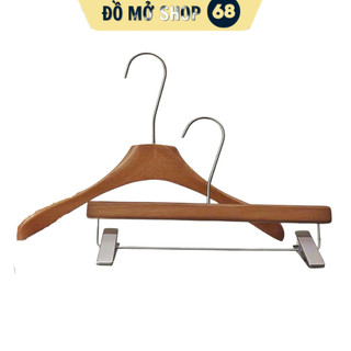 Móc gỗ nâu cao cấp bản dày hàng nhập khẩu, móc gỗ treo quần áo cao cấp màu nâu vai dày cho shop thời trang đồ mở shop 68