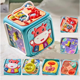  Hộp âm nhạc đồ chơi đa năng cho bé có 6 mặt kết hợp thả hình khối 
