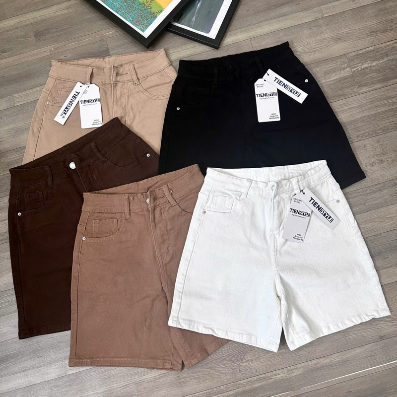  TIENSTYLE - Quần ngố Jean Nữ Trơn Màu Co giãn Bigsize Lưng Cao Quần Bò Nữ Quần jean nữ Bigsize 