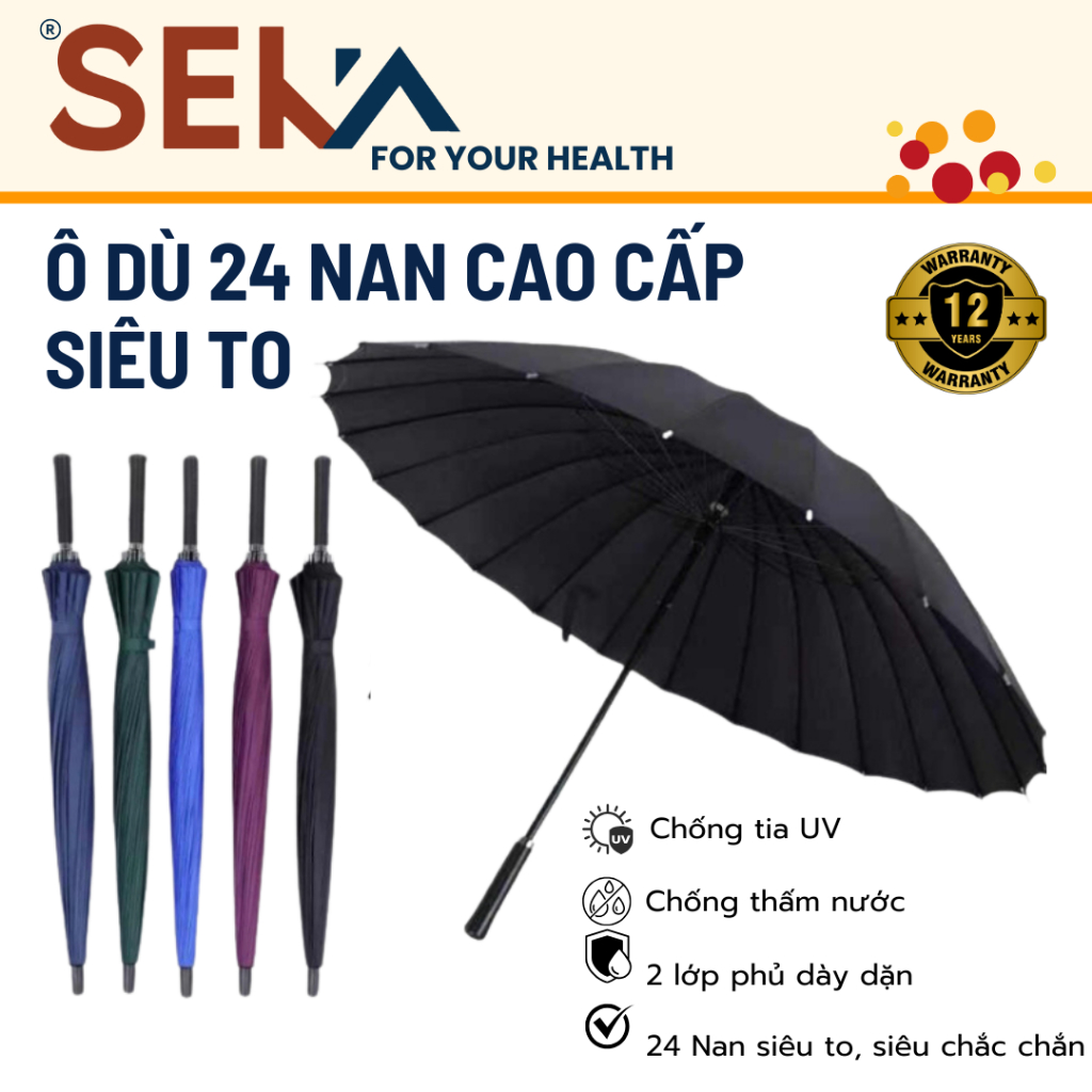 Ô dù KAW/Wameli 24 nan cỡ lớn thép vải chống thấm nước che mưa che nắng cực tốt