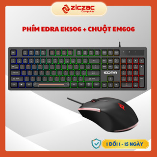 Bộ phím chuột Edra EM606 và EK506 có led giả cơ giá rẻ - BH 24th chính hãng