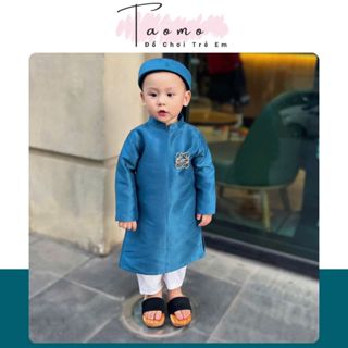 Set áo dài cách tân kèm quần và mấn cho bé trai 4 màu cho bé