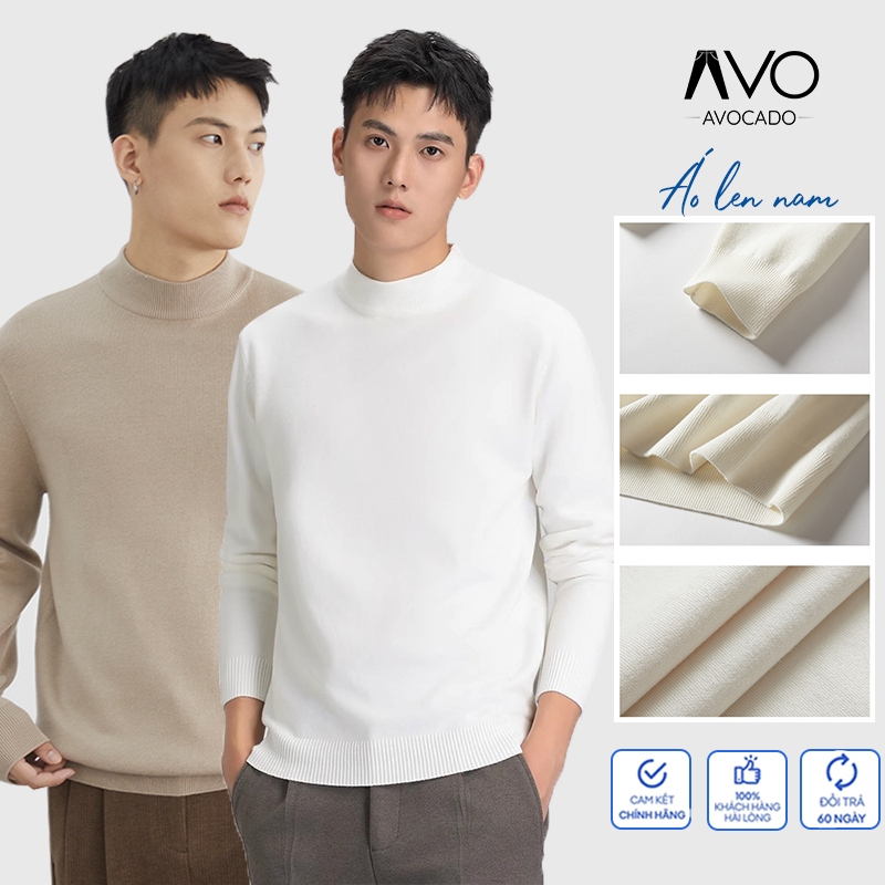 Áo Len Nam Nữ dài tay cổ lọ 3 phân 350gsm Lông Cừu Avocado mùa Thu Đông co giãn tốt không xù
