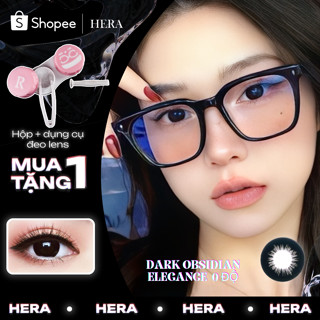 Kính Áp Tròng Hera Đá Obsidian Đen 0 Độ DARK OBSIDIAN ELEGANCE Nhập Khẩu Hàn Quốc Lens Không Cận 6 Tháng