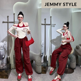  Set thu đông nữ áo cổ yếm dài tay kèm quần suông túi hộp kaki Jemmy Style bộ đồ nữ phong cách thể thao HCOM3394 