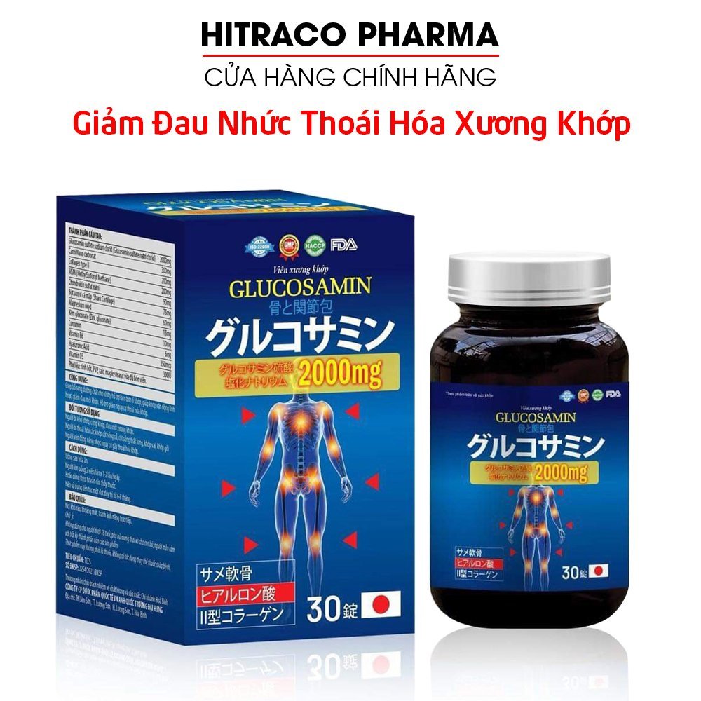Viên xương khớp Glucosamin 2000mg (chữ nhật) bổ sung dưỡng chất cho khớp, giảm đau mỏi khớp - 30 viên