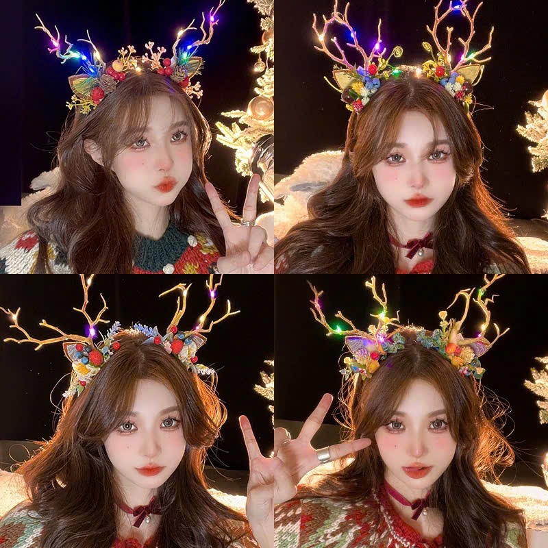 Cài tóc Noel tuần lộc dễ thương cao cấp, bờm noel cho bé và người lớn dịp Giáng Sinh, băng đô Noel đ