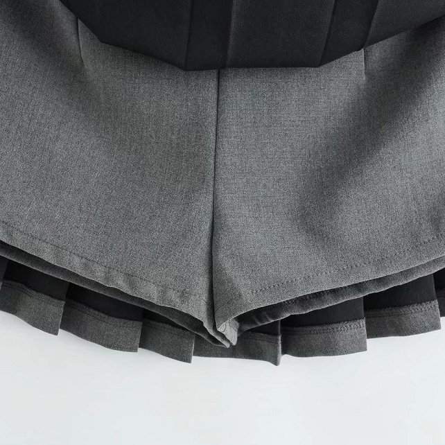 Chân váy xếp li dáng ngắn có vạt phủ phía sau chữ A lưng cao có quần bảo hộ phong cách preppy mini skirt HQ28 | BigBuy360 - bigbuy360.vn