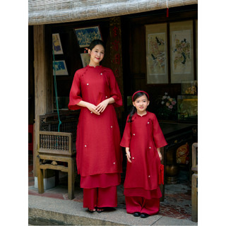 Áo Dài Cách Tân Mẹ Bé Tâm Ý Nhà Lụa Vải Tơ Cao Cấp, Lót Lụa Mềm, Họa Tiết Đính Hoa Tinh Tế, Sang Trọng Đi Chơi, Lễ Chùa