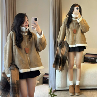   HÀNG L1  Áo khoác DA LỘN LÓT LÔNG CỪU CỔ BẺ HQ 