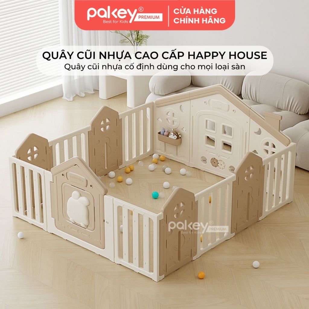 Bộ Quây Cũi Nhựa PAKEY Happy House Cao Cấp Màu Sắc Hiện Đại An Toàn Cho Bé - Bảo Hành Trọn Đời