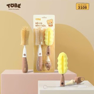 Set cọ bình sữa mút silicon Tobe cho bé