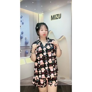 Đồ Ngủ Bigsize 50-100KG, Pijama đùi lụa, đồ mặc nhà nữ mềm mát họa tiết dễ thương