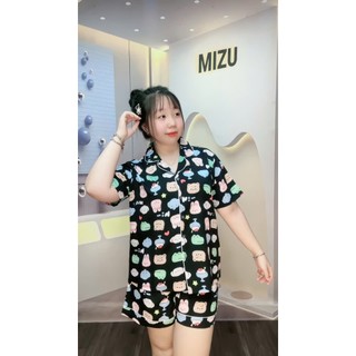 Đồ Ngủ Bigsize 50-100KG, Pijama đùi lụa, đồ mặc nhà nữ mềm mát họa tiết dễ thương