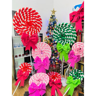Kẹo Lollipop khổng lồ Decor giáng sinh Noel trang trí cửa hàng, backgroud chụp ảnh