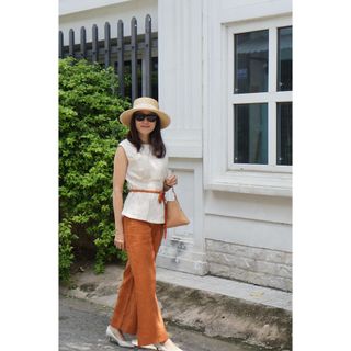 Áo linen tưng MaxMessi Premium Collection Abigail chít eo thắt dây lưng