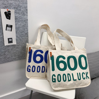  Túi tote có khóa kéo GENBAG túi vải canvas in chữ có ngăn phụ bên trong cho nam nữ TT04 