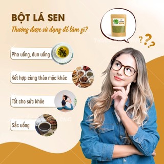 Bột lá sen nguyên chất 100g (Hỗ trợ giảm mỡ máu, kiểm soát cân nặng, an thần, stress)