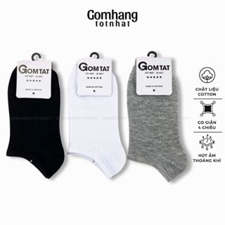 Tất chân cổ ngắn nam nữ trơn màu GOMTAT, vớ trắng nam nữ chất liệu cotton êm mềm - VOTRON-VNXK
