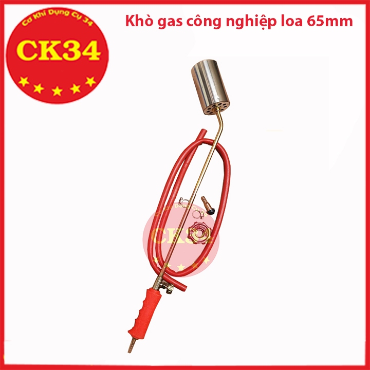 Khò gas công nghiệp cán dài, Khò gas công nghiệp loa 65mm( Đủ Phụ Kiện Đi Kèm )