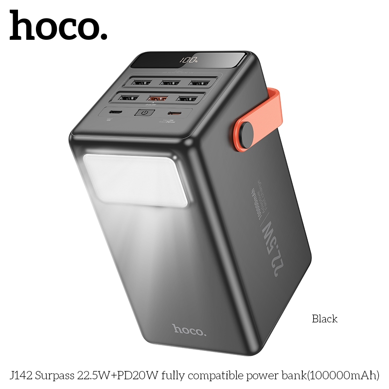 Sạc dự phòng có đèn Led Hoco J142 dung lượng lớn 100000mAh sạc nhanh 20W.