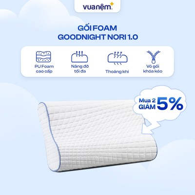 [Quà tặng không bán] Gối Foam Goodnight Nori 1.0 30*60 lượn sóng nâng đỡ cổ vai gáy
