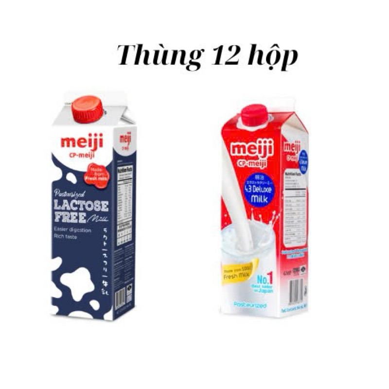 12 Hộp - Sữa tươi thanh trùng Meiji đủ loại