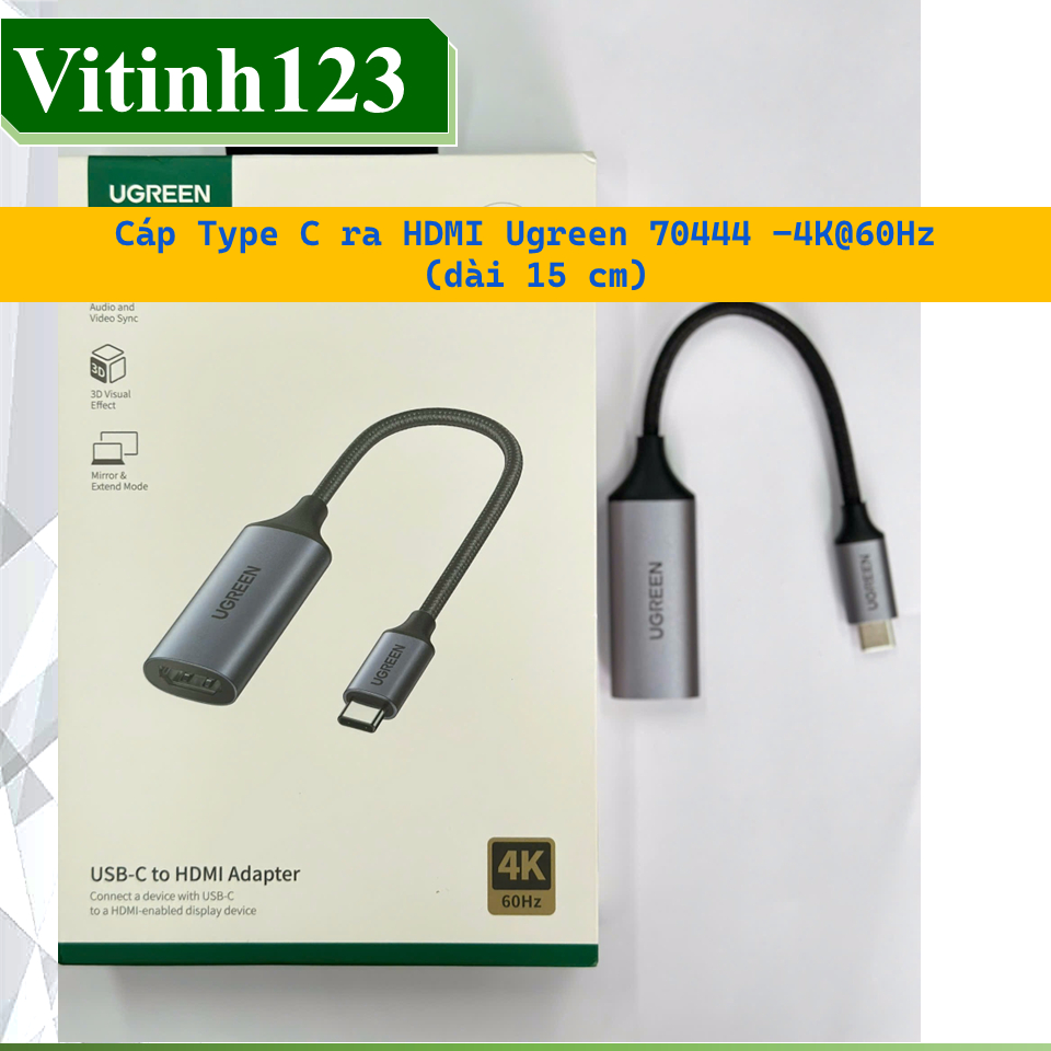 Cáp Type C to HDMI Ugreen 70444 - 4K,60Hz (15 cm)