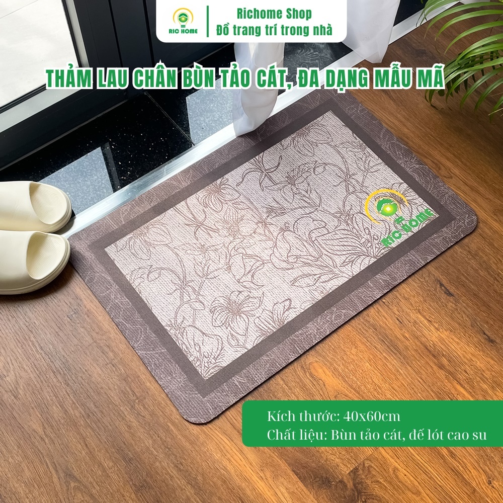 (CHỌN MẪU) Thảm Lau Chân Richome hiện đại, Thảm Nhà Tắm Phòng Khách Cao Su Thấm Nước Chống Trượt 40x