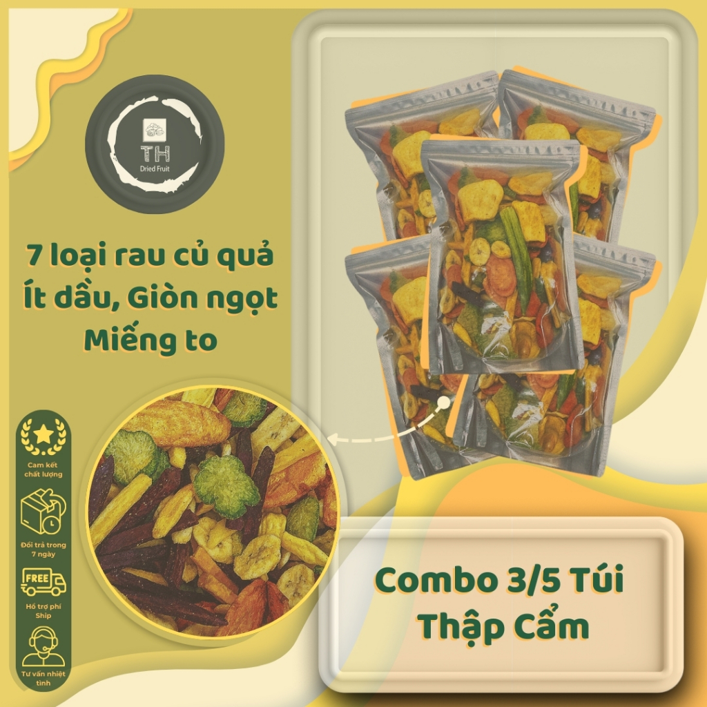 Combo THẬP CẨM Sấy Thái Hòa - Hàng xuất khẩu giòn ngọt tự nhiên Food - 3/5 Túi [250gr]