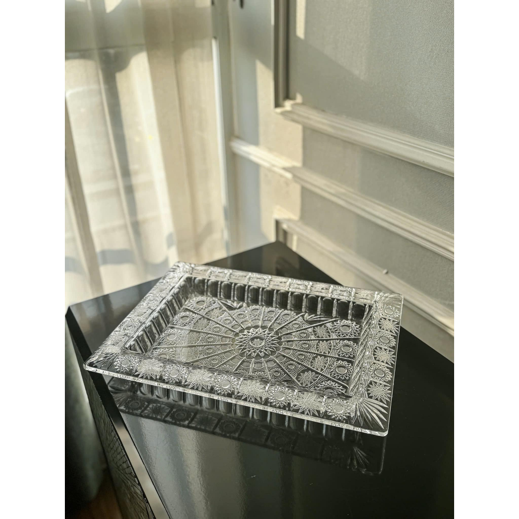 Khay chữ nhật thành cao M57 size 41cm Crystal Bohemia