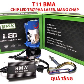 Đèn Pha Led T11 Pro BMA MT 85W Bản Nâng Cấp 11/2024 2 Chip Led Trợ Pha Laser, Pha Màn Chập- Điện Bình Lắp Oto Xe Máy