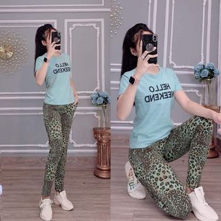 Đồ bộ nữ áo tay ngắn quần dài phối họa tiết độc lạ, đồ bộ đi chơi đi làm, đồ bộ mặc nhà mẫu mới siêu xinh có bigsize