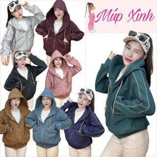 Áo khoác nữ bigsize 60-100kg chất thun gân mềm mát, chạy viền lé nổi bật, nón to 2 lớp rộng vành, tay xỏ ngón, túi to