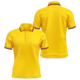 Áo Thun Có Cổ Cá Sấu Polo THOITRANG24H Màu Vàng Phối Cổ Và Bo Tay 3 Sọc Phom Xuông Đồng Phục