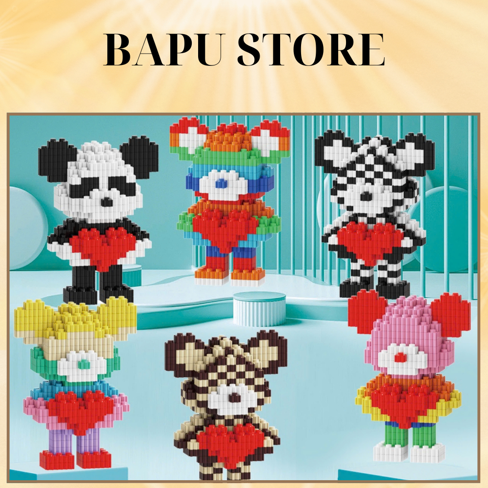 Mô hình lắp ráp bearbrick mini xếp hình ghép hình nhân vật anime 3d nhỏ giá rẻ cho bé trai QC Store