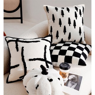   CÓ SẴN  Vỏ Gối Sofa trang trí đen trắng phong cách tối giản - Gối sofa gối tựa lưng cao cấp vỏ gối sofa tựa lưng 