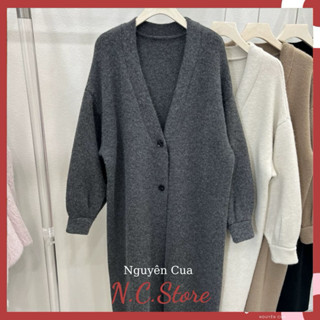 Áo Khoác Len Ép Pha Lông Thỏ Tay Ôm Dáng Dài Hàng QC cao cấp N.C.Store