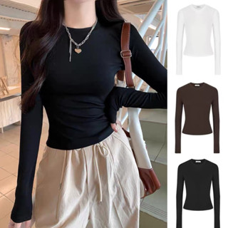 Áo Thun Zip Nhập Dài Tay Cổ Tròn thắt eo ôm body tôn dáng- Áo giữ nhiệt nữ m660