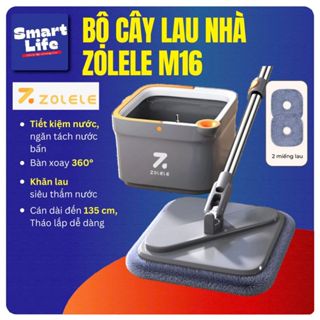 Bộ cây lau nhà ZOLELE 360 độ tự vắt 2 ngăn tách riêng nước bẩn M16 - Chính hãng