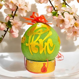 Chữ thư pháp 10cm dán dưa, dừa, bưởi trang trí ngày tết, màu Kim tuyến vàng đỏ đen (giá bán 5 chữ)