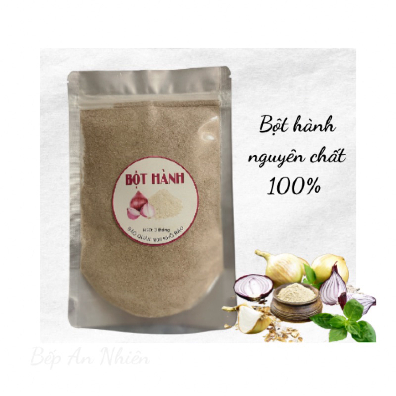 Bột hành nguyên chất 100g, dùng cho tất cả món ăn chế biến từ thịt, cá, bánh, gia vị bếp, nguyên liệu nấu ăn, bột tỏi…