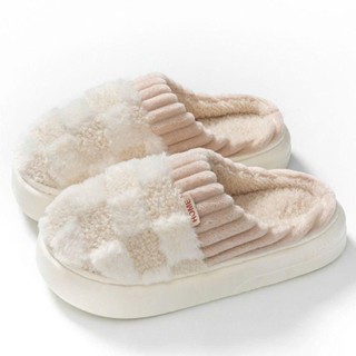 Dép bông đi trong nhà, dép lông đi trong nhà mùa đông nam nữ kiểu dáng Hàn Quốc siêu ấm chống trơn trượt