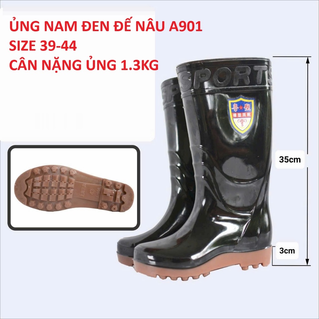 [HÀNG XỊN] Ủng lao động màu đen đế cứng size 38-44, ủng nội địa Trung, ủng 898, ủng đi mưa