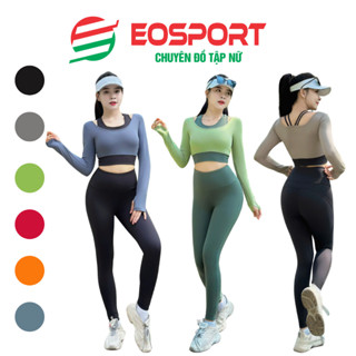 Bộ Tập Gym Yoga Nữ Dài Tay Phối Màu Set Tập Gym Nữ Mùa Đông Quần Dài Áo Croptop Tay Dài Kèm Mút (D07)