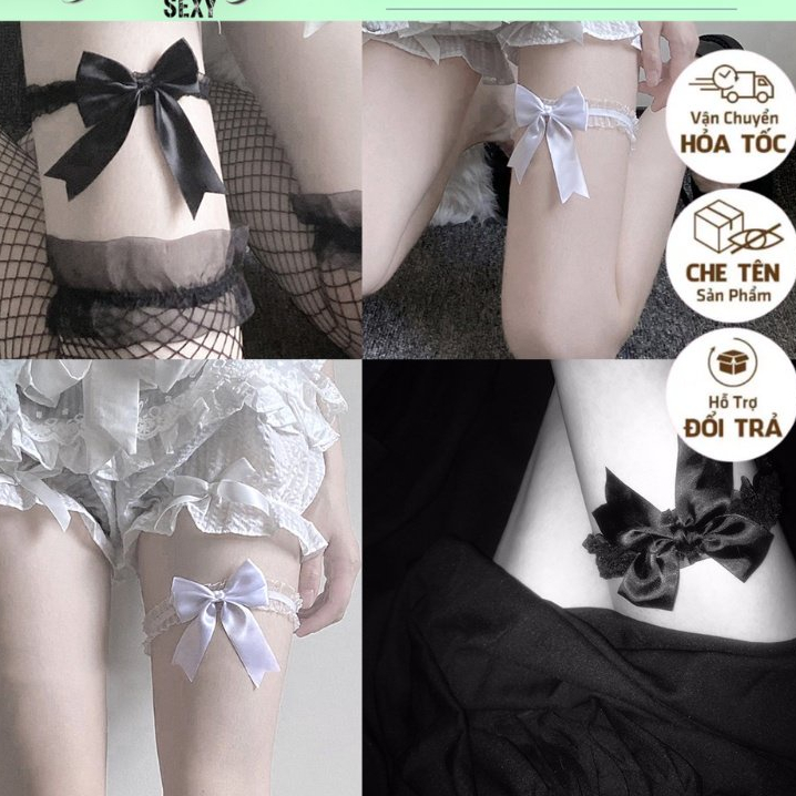 [HỎA TỐC 1H] LC001 - NƠ TO Vòng Ren Đeo Đùi Co Giãn Đính Nơ Phối Ren Phong Cách Lolita Nhật Bản Ngọt Ngào - KELLYWANG