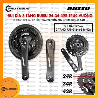  Đùi đĩa 3 tầng Ruisu 24 34 42R Trục Vuông - Đùi dài 170mm 